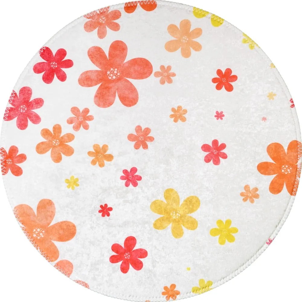Pomarańczowo-kremowy dywan dziecięcy odpowiedni do prania ø120 cm Fall Flowers – Vitaus