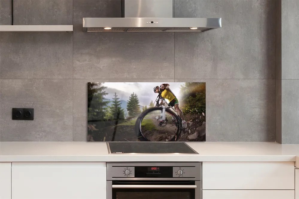 Panel szklany do Kuchni Rower w Górskiej Scenerii