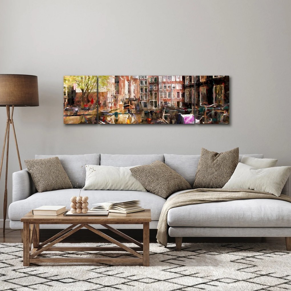 Obraz - Amsterdam, malarstwo (170x50 cm)