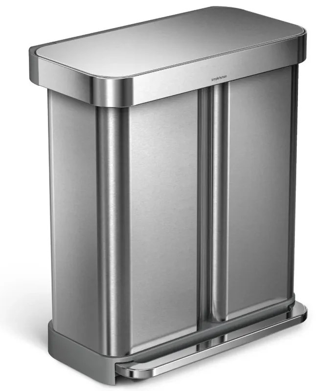 Simplehuman Kosz na śmieci z pedałem do segregacjiodpadów, 58 l, stal szczotkowana, FPP