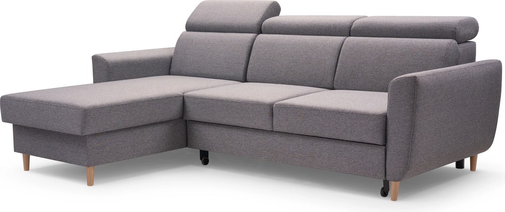 Masseno Narożnik SAPORE z funkcją spania i pojemnikiem na pościel Narozniki L, Rozkładana sofa - Szary, DENVER 18