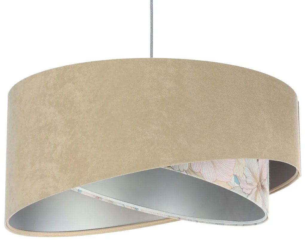 Beżowo-srebrna lampa wisząca z wzorem M3-N07