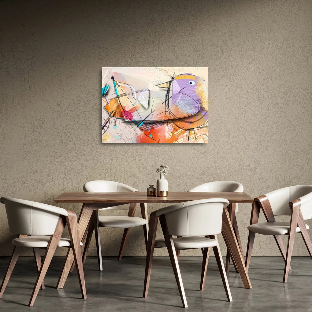 Obraz na szkle - Abstrakcja, ptaszek (70x50 cm)