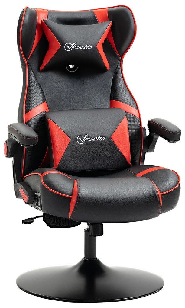 Fotel gamingowy Vinsetto, fotel gamingowy, zintegrowane głośniki, rozkładane oparcie, czarny+czerwony, 69 x 73 x 118cm