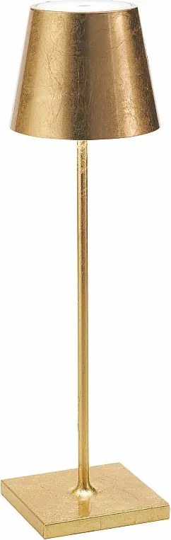 Lampa stołowa LED Poldina Pro Gold Leaf, ładowalna i ściemnialna, z czasem pracy na baterii do 12 godzin.