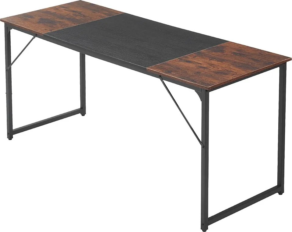 Biurko Komputerowe SucceBuy 160 x 60 x 75 cm, Stół Biurowy do Komputera z Drewna z Metalową Ramą, Prosty i Nowoczesny Stół do Nauki, Rustykalny Brąz