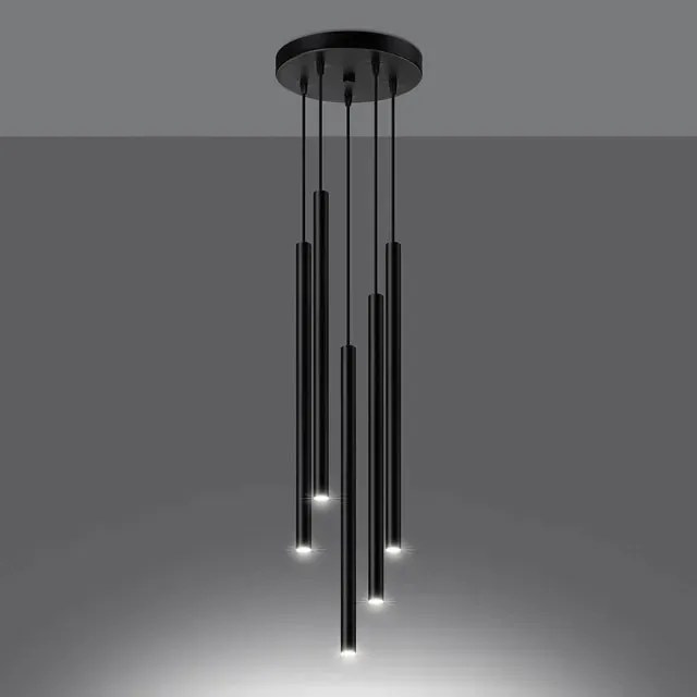 Czarna lampa wisząca długie tuby A382 Z4-E55