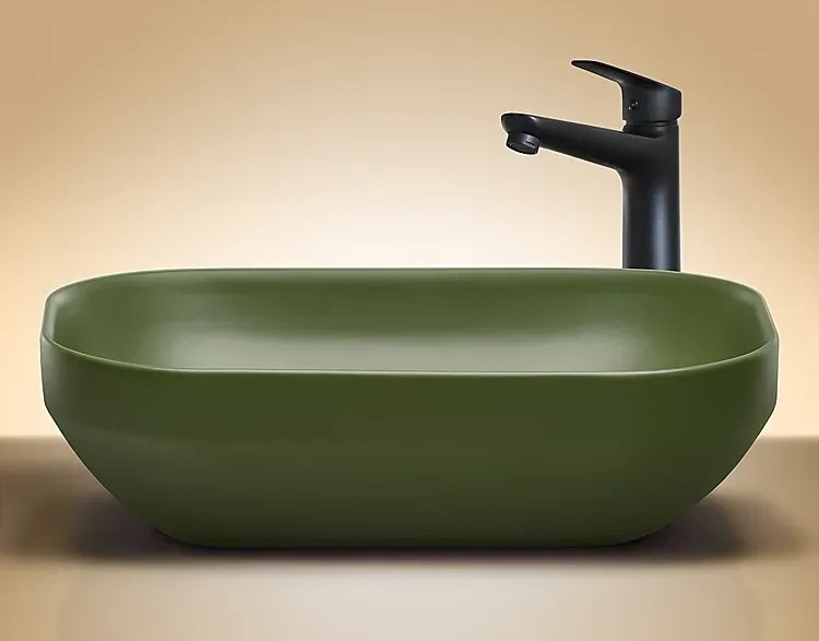 Zielona prostokątna umywalka ceramiczna C1-Z56