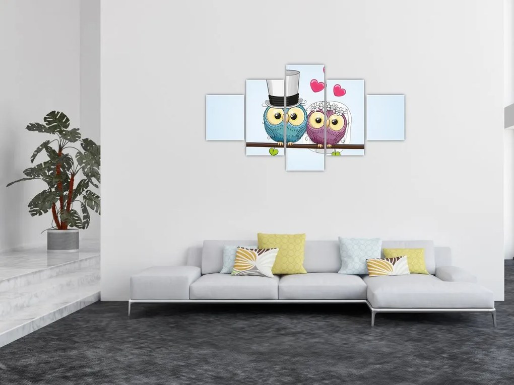 Obraz - Zakochane sowy (125x70 cm)