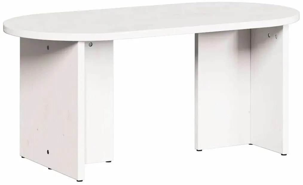 Biały sosnowy stolik kawowy owalny P8-G68