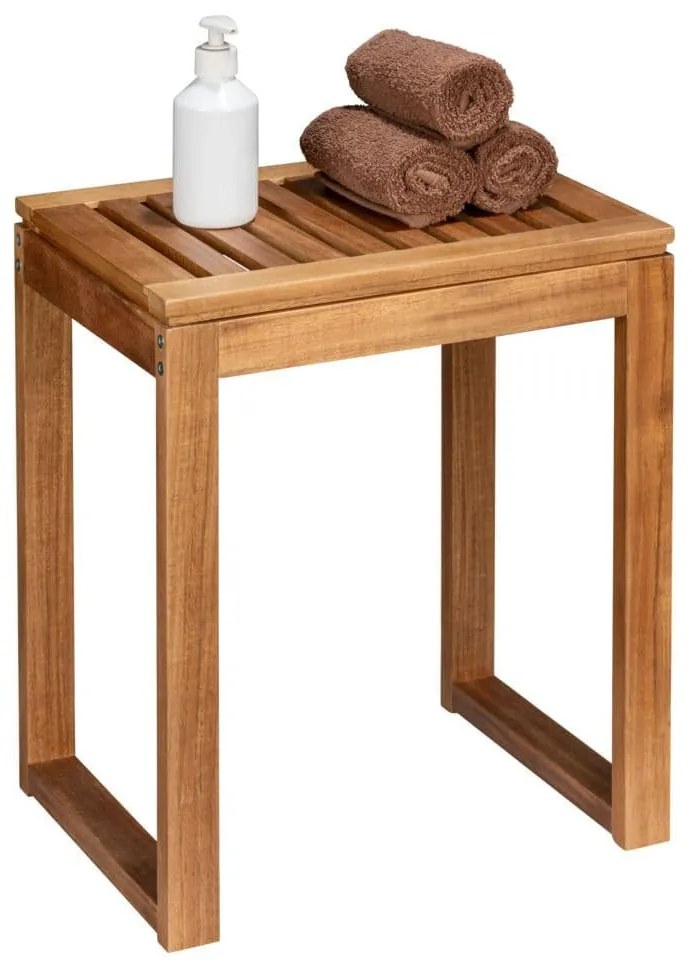 Stołek łazienkowy z drewna akacji FONDI, wys. 46 cm