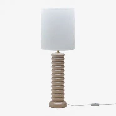 Lampa Stołowa Boreto 75 Cm Ceramiczno-lniana Kremowa Tapioca - Sklum