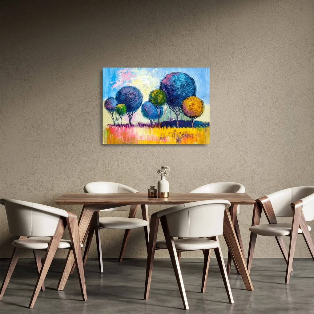 Obraz na szkle drzew kopułowych, obraz olejny (70x50 cm)