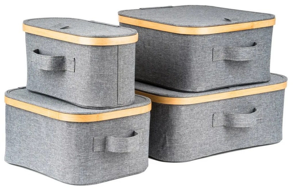 Pojemnik do przechowywania G21 40 x 30 x 15 cm, bambusowy z pokrywką, szary
