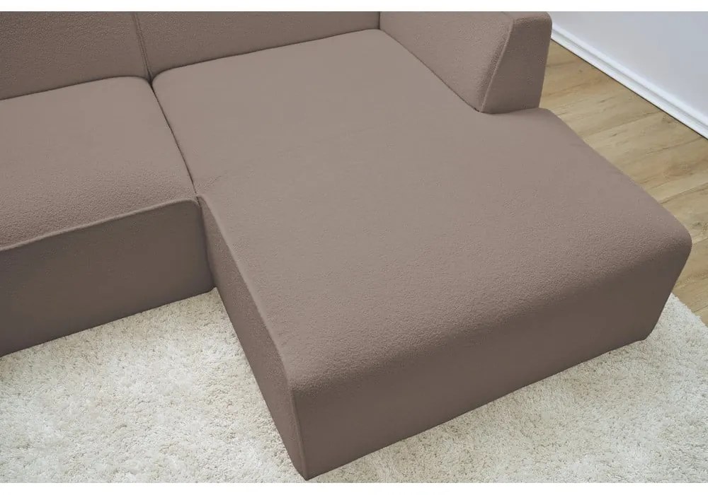 Brązowy narożnik modułowy z materiału bouclé (prawostronny/w kształcie litery L) Megeve – Bobochic Paris