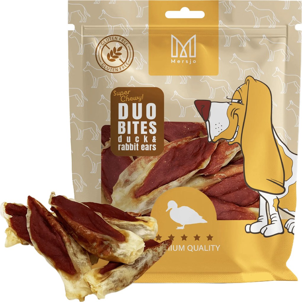 Przysmak dla psa Duo Smaków - Kaczka z Króliczym Uchem Mersjo 300g