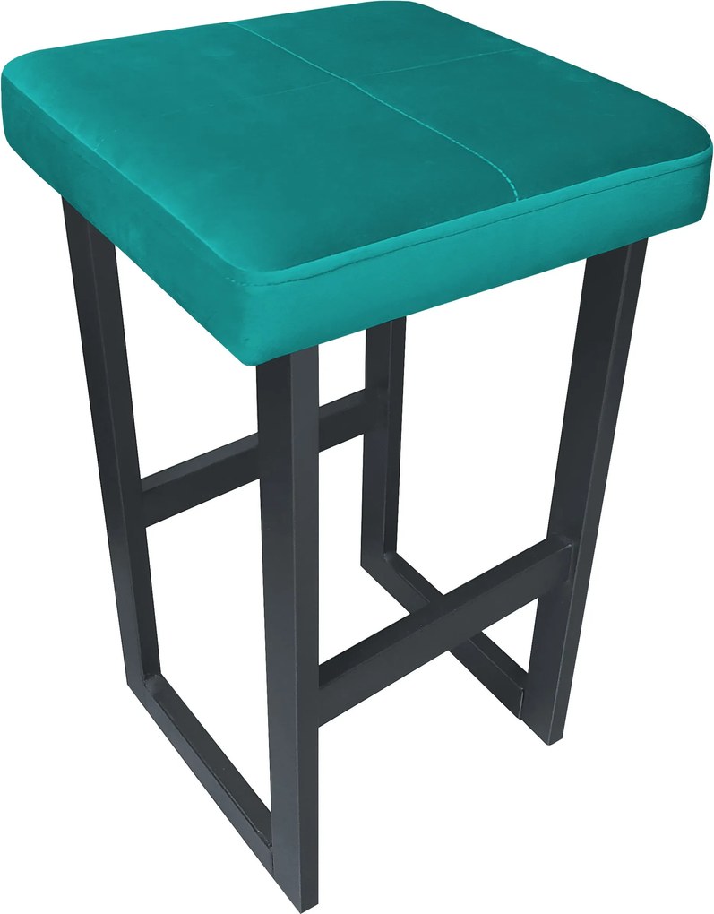 Hoker ALEX krzesło barowe tkanina Welur podstawa metalowa : Kolor Stelaża - Grafit, Kolor tkaniny - VELVET - MG20, Wysokość - 60 cm