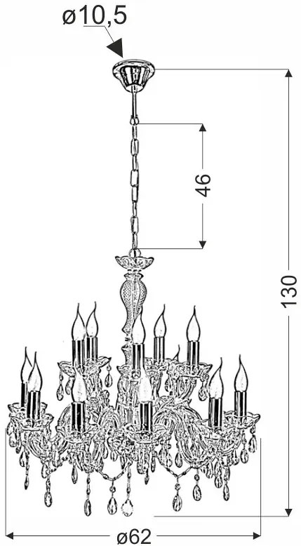 Złoty żyrandol świecznikowy - 5X Z007 N3-E38