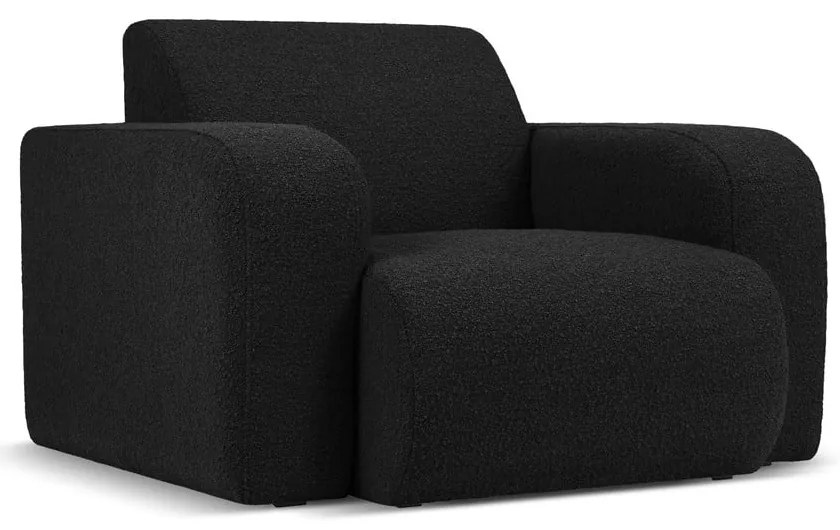 Czarny fotel z materiału bouclé Molino – Micadoni Home