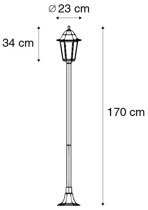 Zewnetrzna Klasyczna stojąca lampa zewnętrzna czarna 170 cm IP44 - Nowy Orlean Rustykalny / Vintage Oswietlenie zewnetrzne
