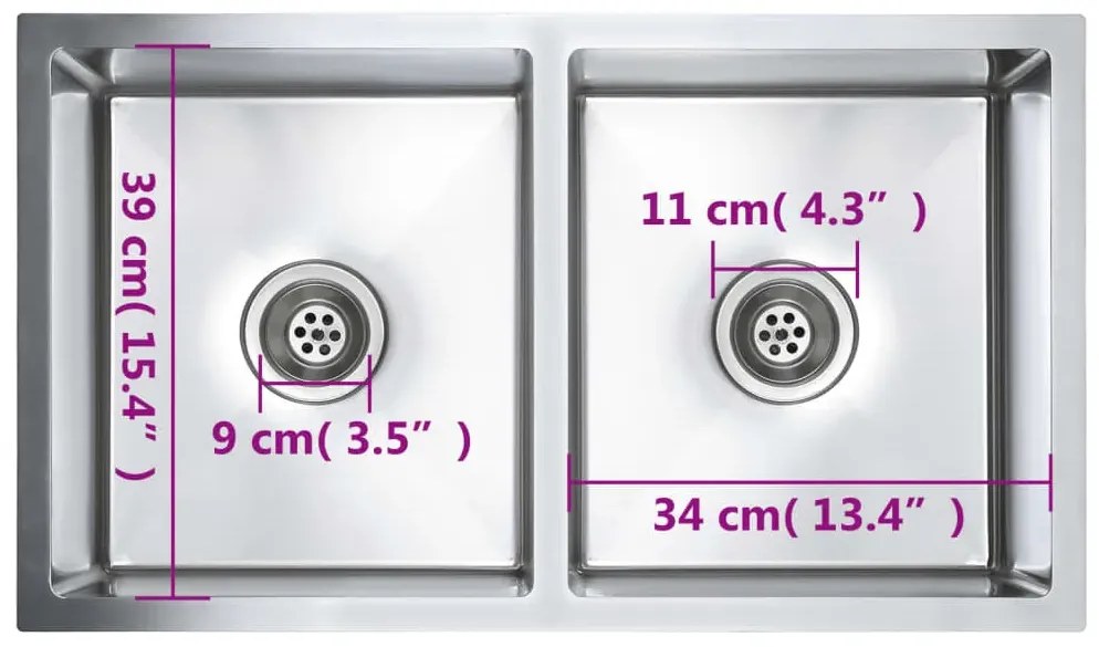 Srebrny dwukomorowy zlewozmywak - Tapis 8X