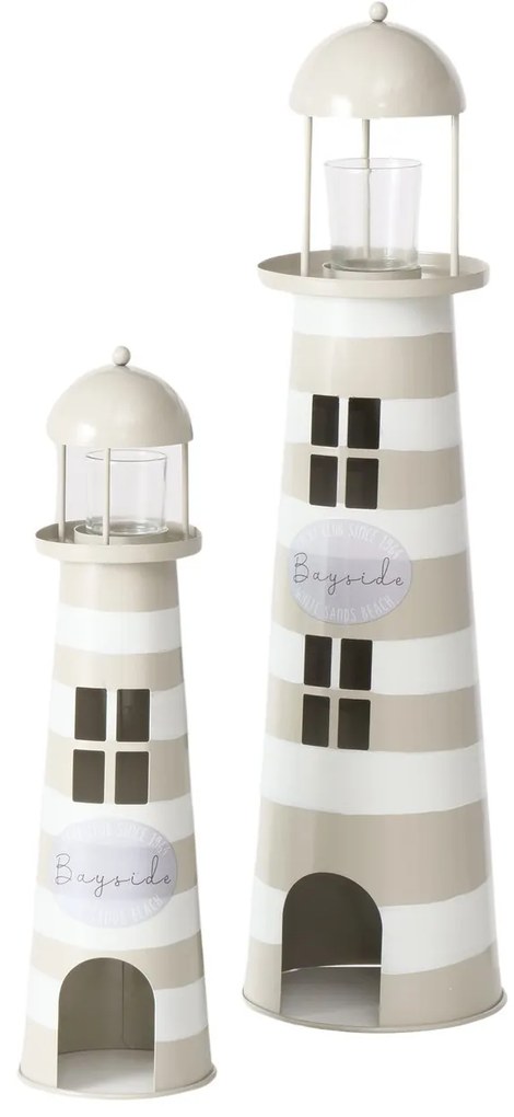 Zestaw metalowych dekoracji w kształcie latarni morskich SANDS, wys. 40-57 cm