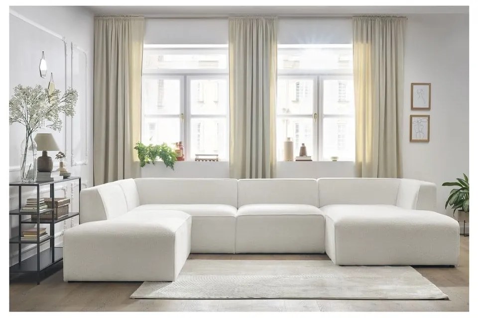 Biały narożnik modułowy z materiału bouclé (lewostronny/w kształcie litery U) Megeve – Bobochic Paris