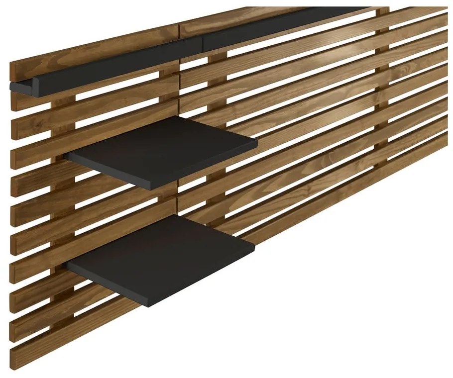 Zagłówek z drewna sosnowego z czarnymi elementami 240x62 cm Nidra – Marckeric