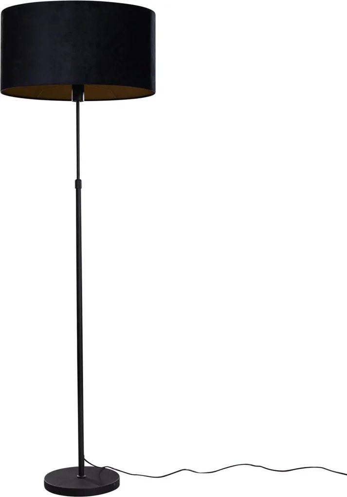 Lampa podłogowa czarna z owalnym aksamitnym abażurem 50 cm - Parte