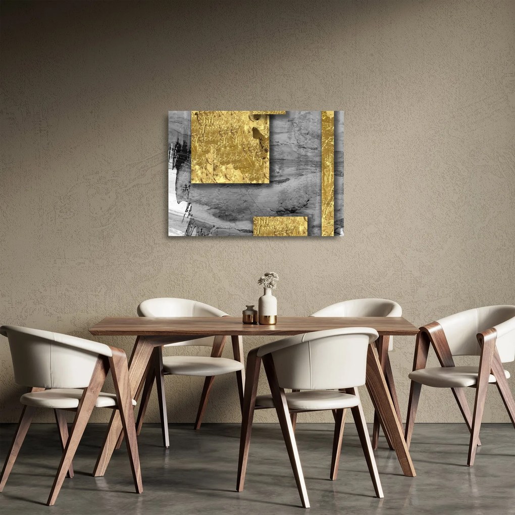 Obraz na szkle - Złote kwadraty N⁰2 (70x50 cm)