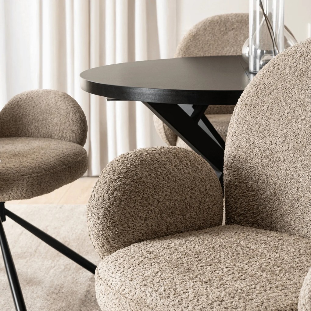 Krzesło Tapicerowane Obrotowe do Salonu MUSSO Brązowe Nowoczesne