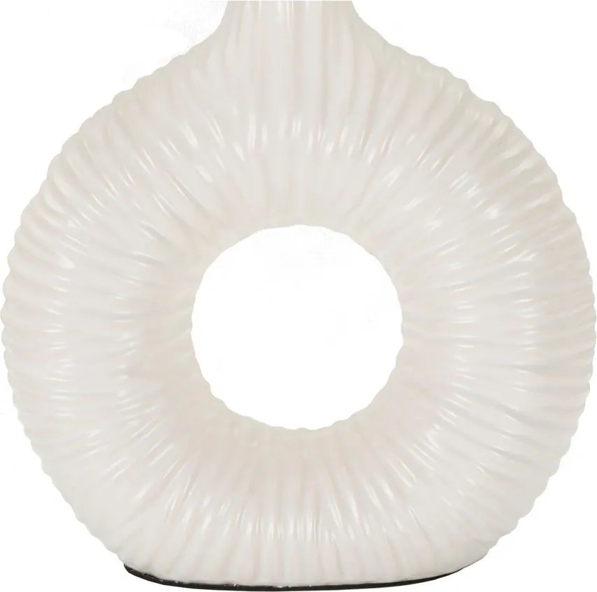 Biała lampa stołowa ceramiczna z tekstylnym kloszem (wysokość 43 cm) Seta – Mauro Ferretti