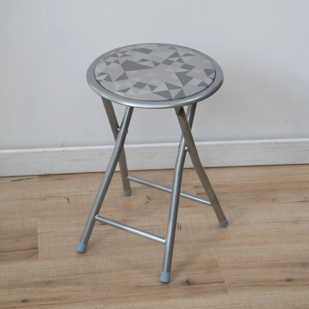 Stołek składany metalowy Flower Silver 30 cm PATIO