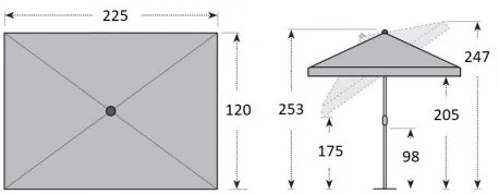 SUNLINE WATERPROOF 225 x 120 cm - parasol uchylny : Substancja Desen - 810