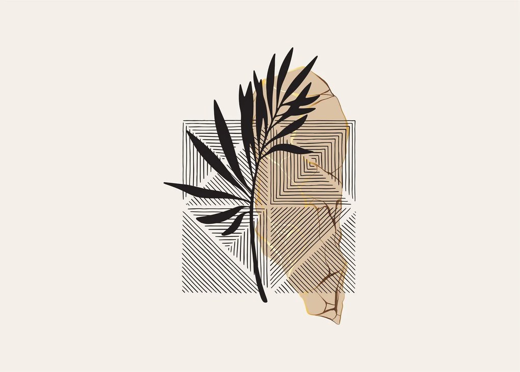 Obraz na szkle - Abstrakcja z tropikalnymi liśćmi N⁰1 (70x50 cm)