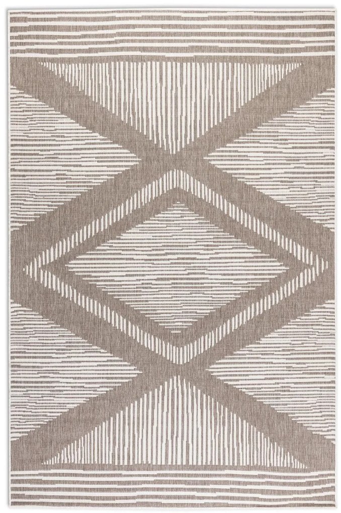 Dywan dwustronny zewnętrzny Gemini romby brązowo-kremowy 200 cm x 290 cm