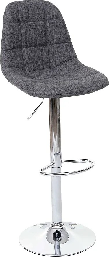 Stołek barowy MCW-A67,  Szary materiał, chromowana podstawa