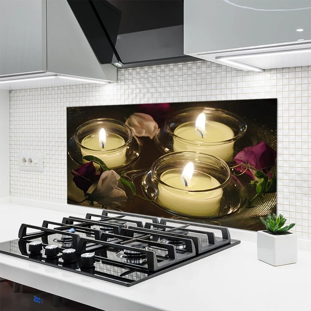 Szkło do Kuchni na Ścianę Blask Świec W Ciemności
