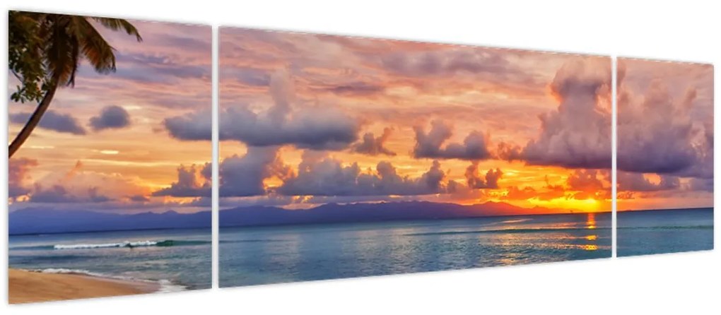 Obraz - Zachód słońca na plaży (170x50 cm)