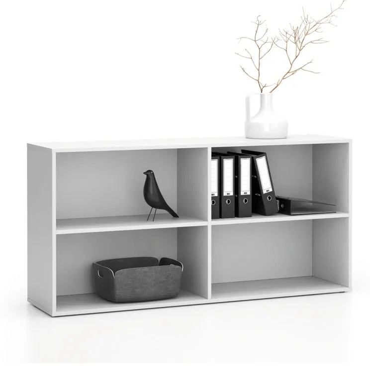 Regał biurowy LAYERS, długi, 2 półki, 1582 x 400 x 777, biały