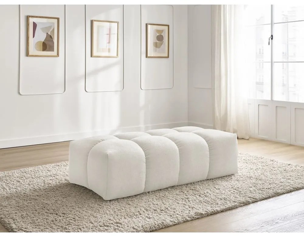 Biały podnóżek z materiału bouclé Everest – Bobochic Paris