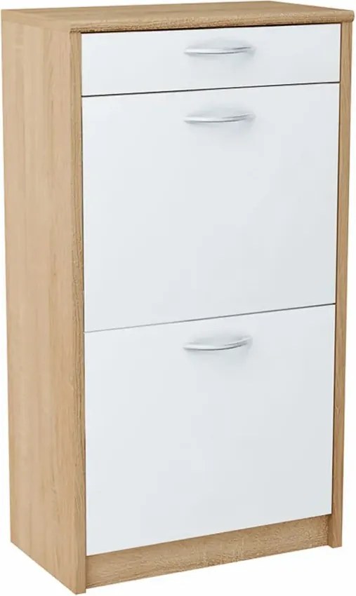 Wysoka Szafka Biały Na Buty Do Korytarza + Dąb Sonoma H4-D79