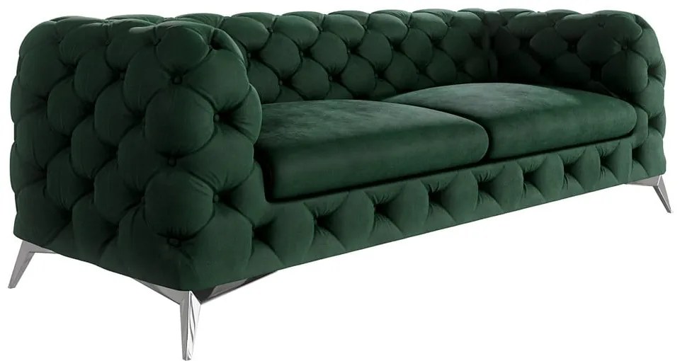 Ciemnozielona aksamitna sofa 225 cm Chelsea – Ropez