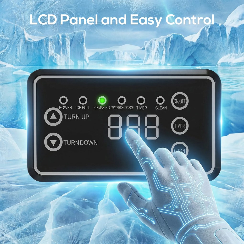 HOMCOM Komercyjna maszyna do lodu, 55 kg/24 h stal nierdzewna, wolnostojąca lub do zabudowy z 13 kg pojemnikiem | Aosom PL