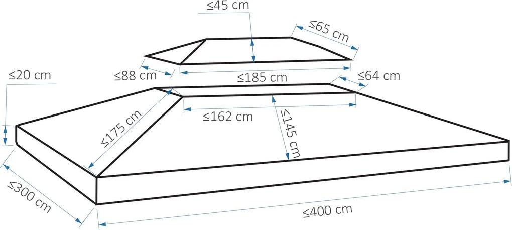 Zapasowy dach pawilonu Outsunny do metalowych pawilonów pawilon ogrodowy namiot imprezowy namiot ogrodowy poliester 3x4 m jasnoszary