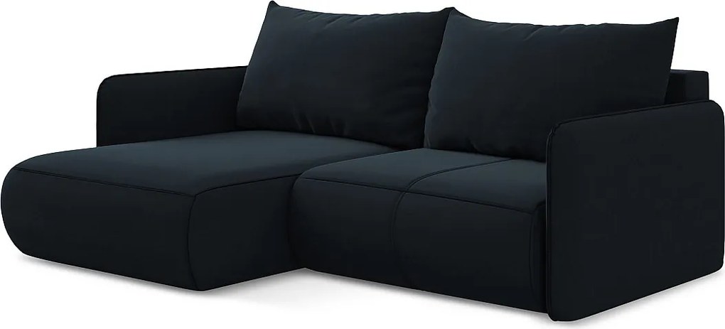 Narożnik lewostronny z funkcją spania - z tkaniny welwetowej - królewski niebieski - NANEA