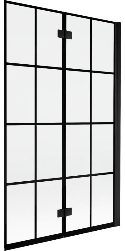 Mexen Mist parawan nawannowy 2-skrzydłowy prawy 110 x 150 cm, czarna kratka, czarny - 8A9-110-002-70-77-P