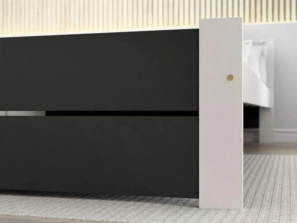 Łóżko IKAROS DOUBLE 80 x 200 cm, antracyt/biały Materac: Materac Coco Maxi 20 cm