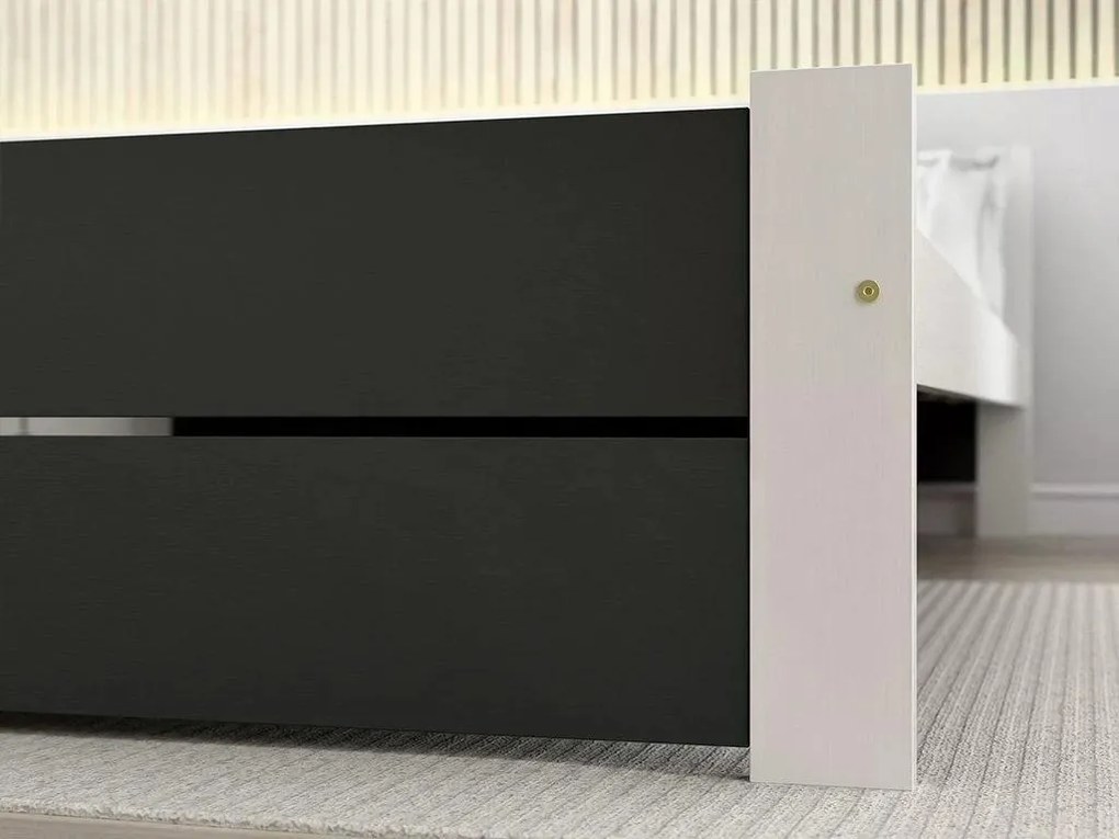 Łóżko IKAROS DOUBLE 80 x 200 cm, antracyt/biały Stelaż: Ze stelażem listwowym rolowanym, Materac: Materac Coco Maxi 20 cm
