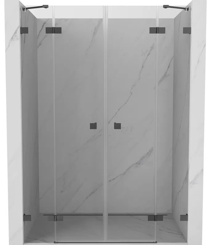 Mexen Lunar Duo drzwi prysznicowe uchylne 140 cm, transparent, gun metal - 834D-140-000-95-00